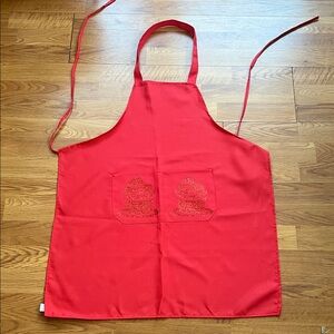 Red Apron with Embroidered Cupcake Design